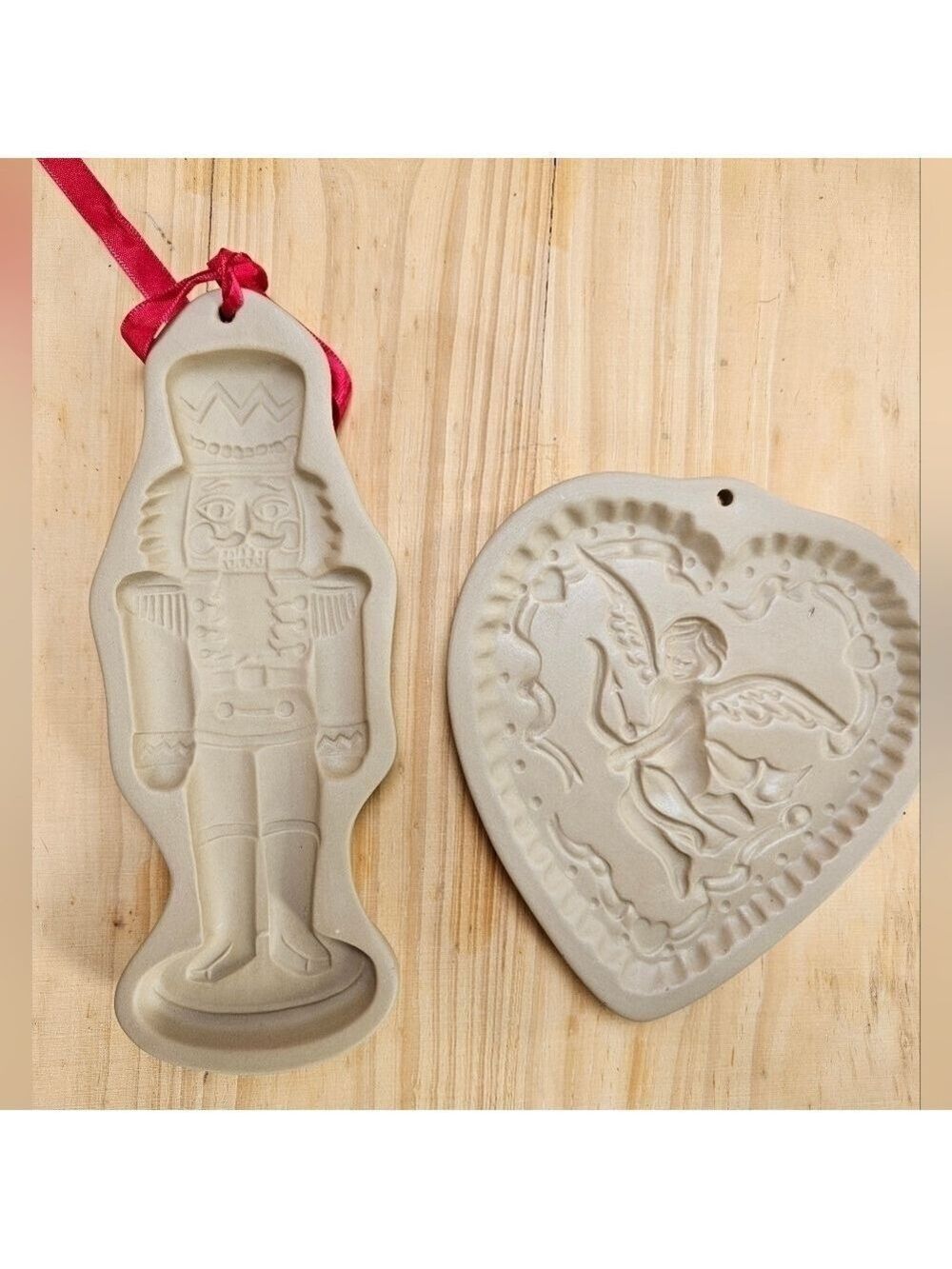 Vintage Brown Bag Cookie Art Stoneware Cherub & Nutcracker Candy/Cookie Molds